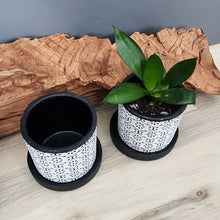 Load image into Gallery viewer, Black Flowers small 3.5 inch ceramic planter pot