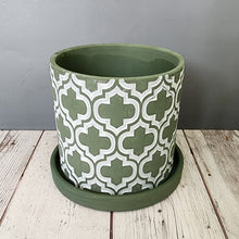 Load image into Gallery viewer, Olive Cross medium 5 inch ceramic planter pot