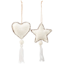 Load image into Gallery viewer, Felt Heart + Star Ornaments
