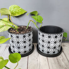 Load image into Gallery viewer, Black Lattice medium 5 inch ceramic planter pot
