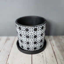 Load image into Gallery viewer, Black Lattice medium 5 inch ceramic planter pot
