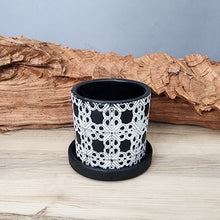 Load image into Gallery viewer, Black Lattice small 3.5 inch ceramic planter pot
