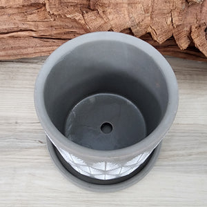 Grey Leaves small 3.5 inch ceramic planter pot