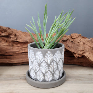 Grey Leaves small 3.5 inch ceramic planter pot