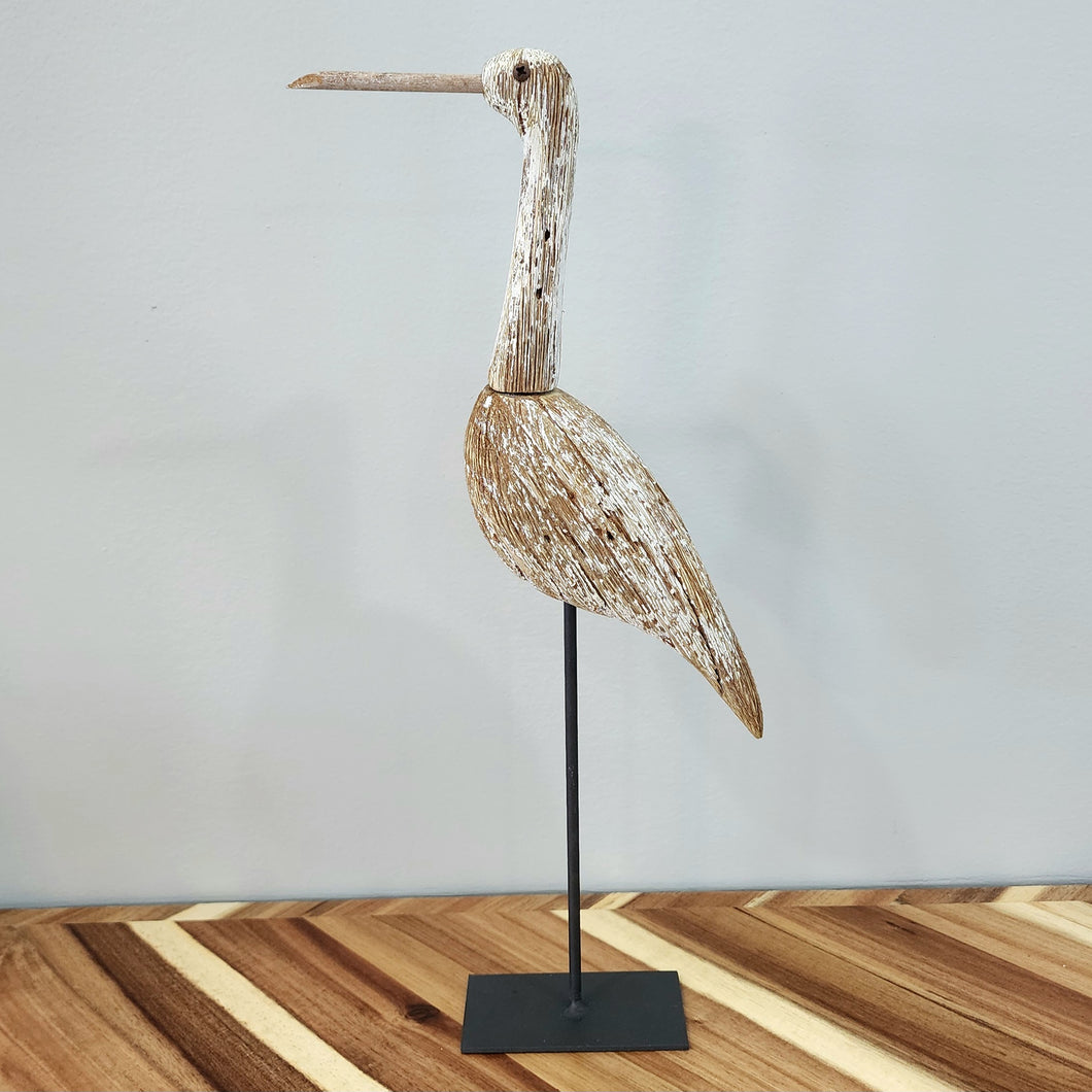 Rustic Wood Heron Sitter