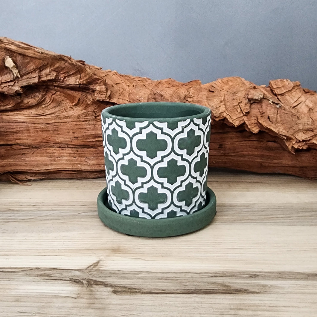 Olive Cross small 3.5 inch ceramic planter pot