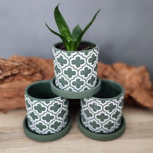 Load image into Gallery viewer, Olive Cross small 3.5 inch ceramic planter pot
