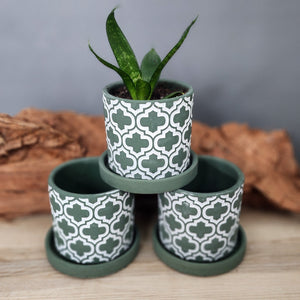 Olive Cross small 3.5 inch ceramic planter pot