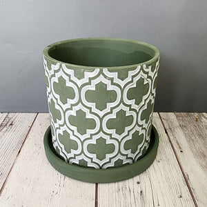 Olive Cross medium 5 inch ceramic planter pot