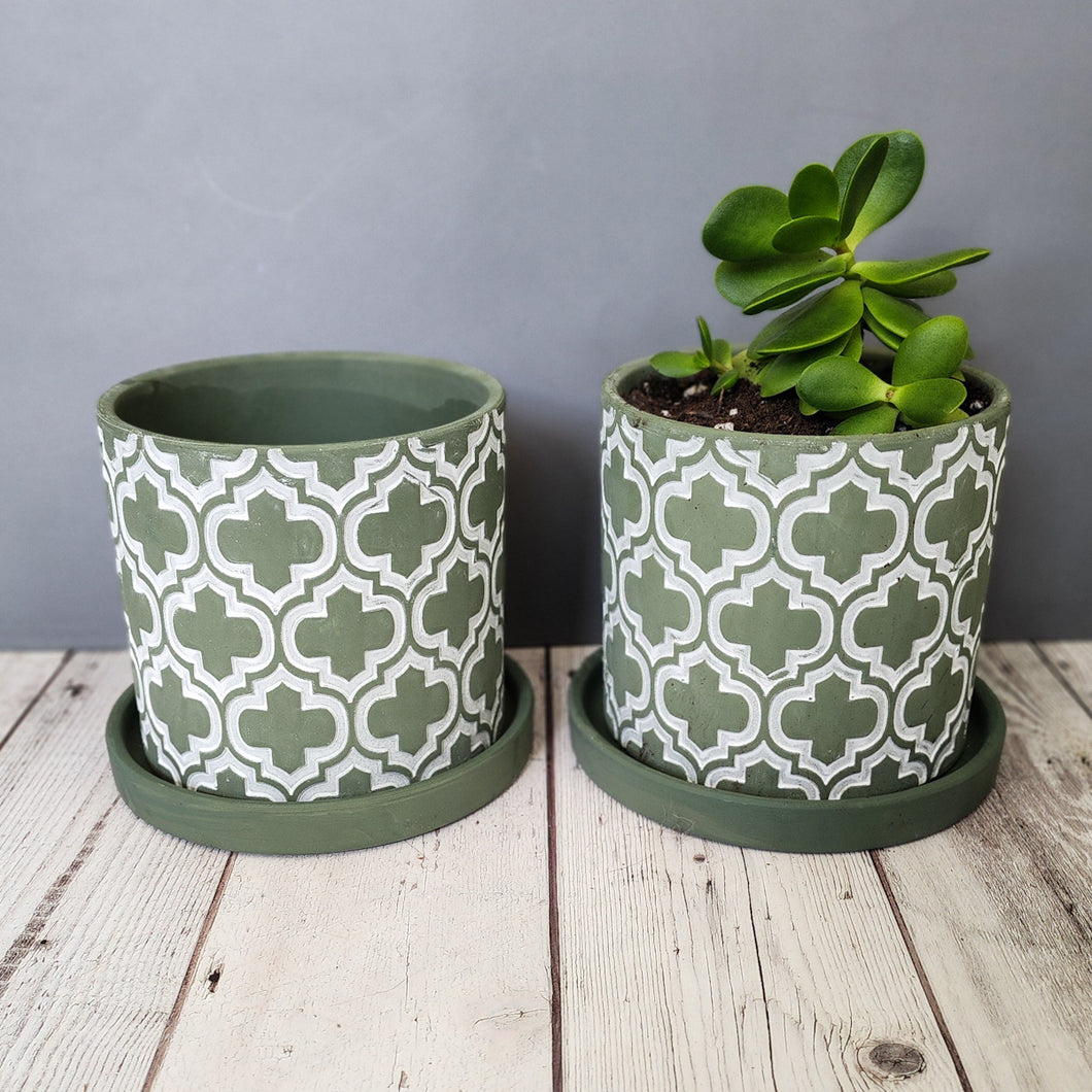 Olive Cross medium 5 inch ceramic planter pot