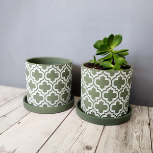 Olive Cross medium 5 inch ceramic planter pot