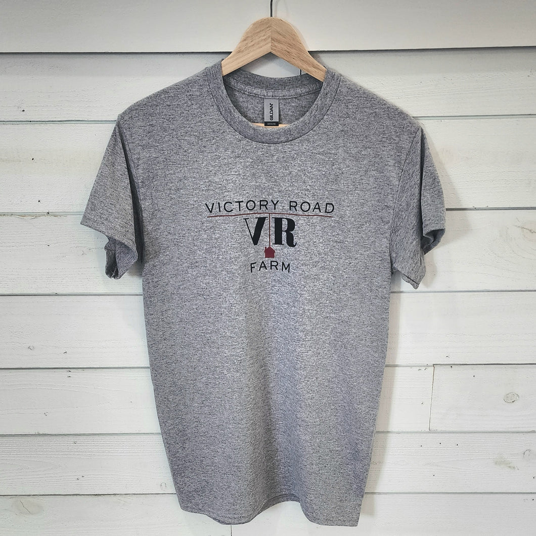 Short sleeve gray Victory Road Farm t-shirt