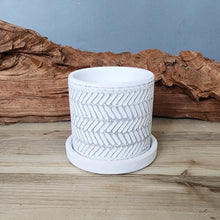 Load image into Gallery viewer, White Leaves small 3.5 inch ceramic planter pot
