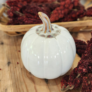 White Glazed Ceramic Pumpkin