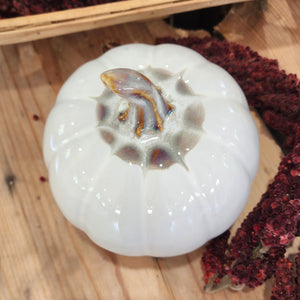 White Glazed Ceramic Pumpkin